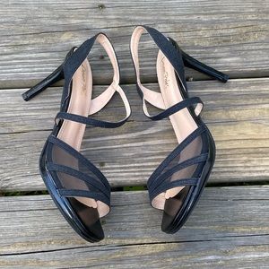 Dream Pairs black mesh glitter sling back heels Sz 8.5